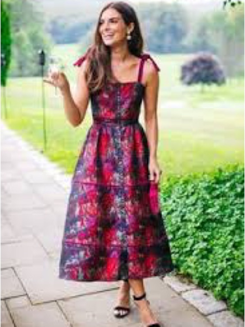 Tuckernuck Red Floral Tie-Shoulder Midi Dress